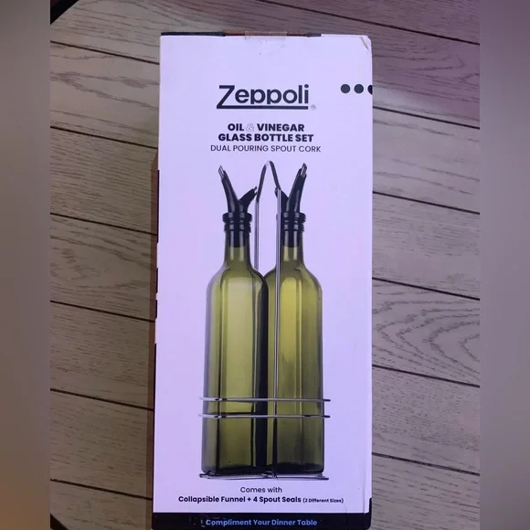 Zeppoli Oil & Vinegar Glass Bottle Set Gift Ready - Picture 1 of 1
